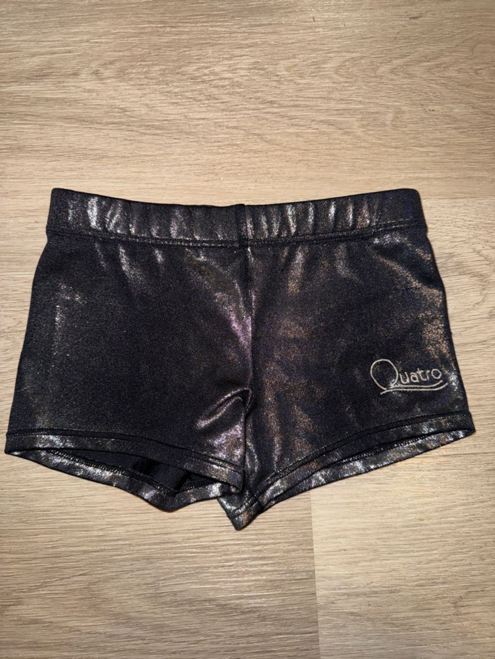 Girls Quatro black metallic gymnastic shorts